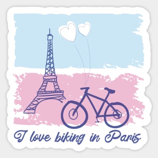 Biking In Paris Sticker